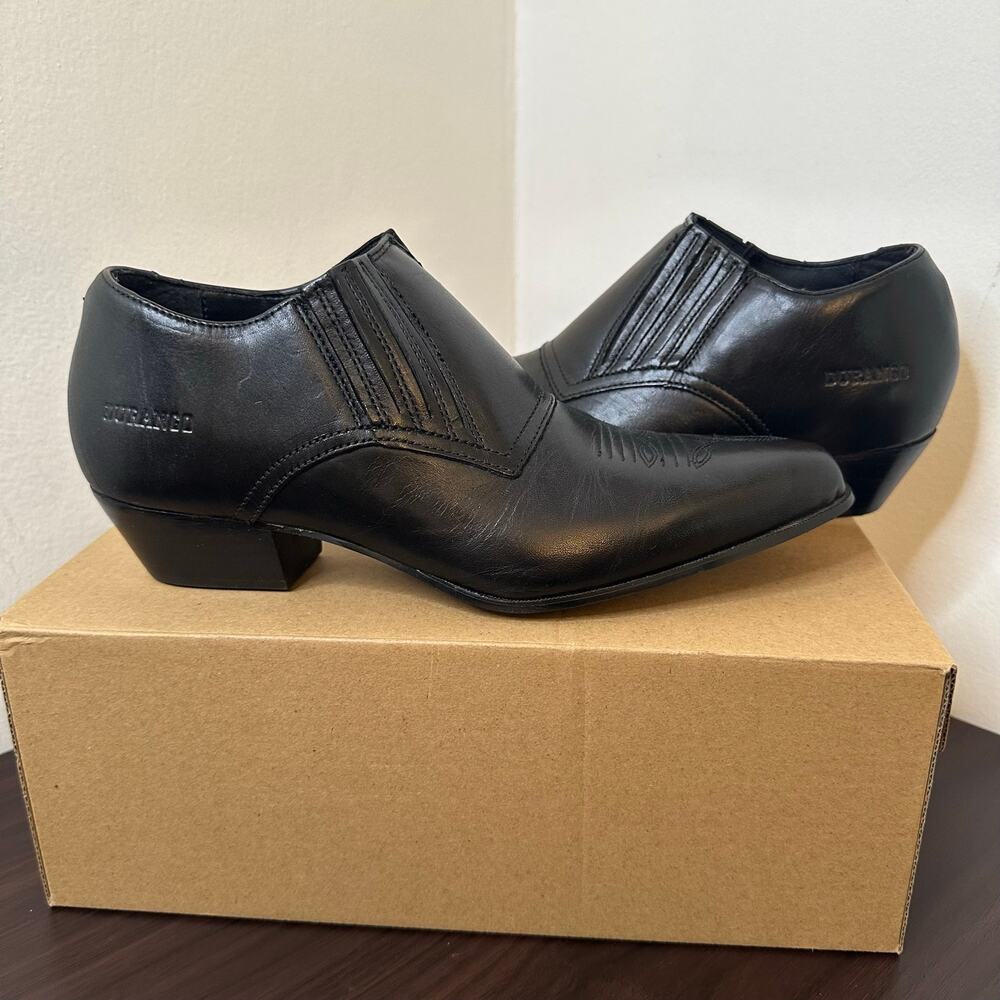 Durango Black Leather Western Slip-On Pointed Toe Ankle Boots Size 8, Crush